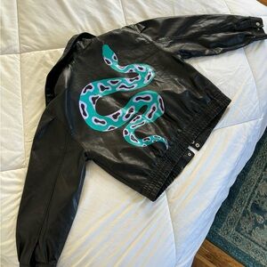 Original hand painted snake bomber leather jacket